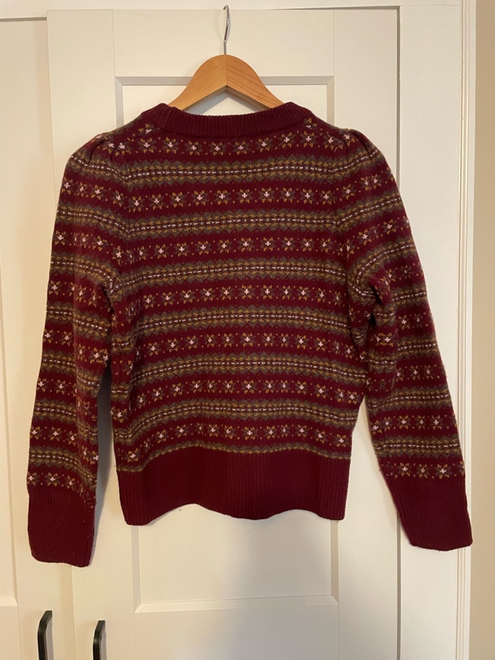 Faherty Maroon Fair Isle Crewneck Sweater - Picture 3 of 5